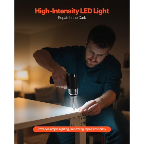 Elektrisk Skruvmejsel, 7 Vridmomentinställningar 0,5-5 Nm, 2500mAh Batteri, Sladdlös Skruvmejselsats med 32 Del 1/4-tums Bits, Digital Display, LED-Lampa, Typ-C Laddning, För Möbelreparationer |  EU