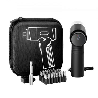 Elektrisk Skruvmejsel, 7 Vridmomentinställningar 0,5-5 Nm, 2500mAh Batteri, Sladdlös Skruvmejselsats med 32 Del 1/4-tums Bits, Digital Display, LED-Lampa, Typ-C Laddning, För Möbelreparationer |  EU