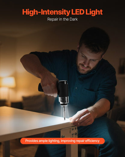 Electric Screwdriver, 7 Torque Settings 0.5-5 N.m, 2500mAh Battery, Cordless Screwdriver Set with 32 PCS 1/4 in Bits, Digital Display, LED Light, Type-C Charging, for Furniture Electrical Repair