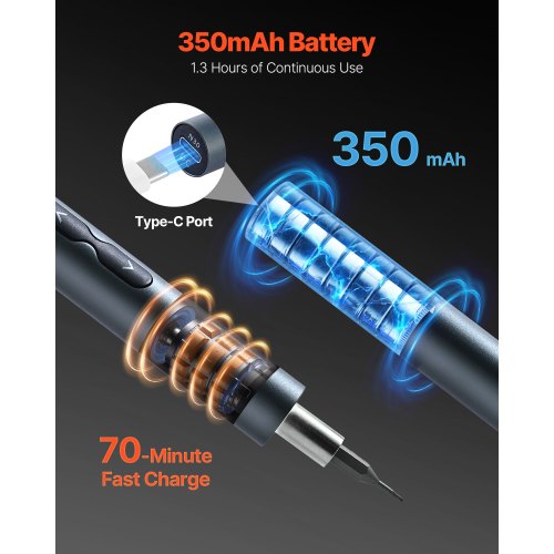 elektrisk precisionsskruvmejselsats, 48 magnetiska bits, mini elektrisk skruvmejsel med magnetisk förvaringslåda, S2-stålbits, LED-lampa, typ-C-laddning, för reparation av telefoner, bärbara datorer och elektronik |  EU