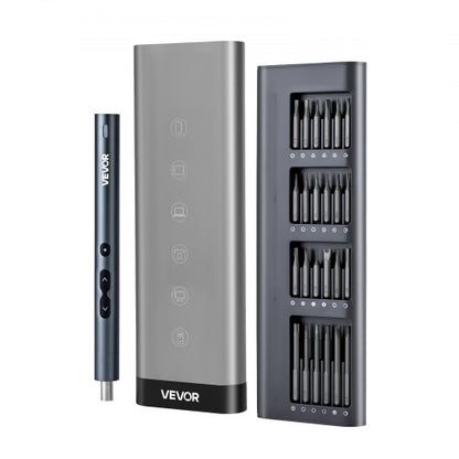 elektrisk precisionsskruvmejselsats, 48 magnetiska bits, mini elektrisk skruvmejsel med magnetisk förvaringslåda, S2-stålbits, LED-lampa, typ-C-laddning, för reparation av telefoner, bärbara datorer och elektronik |  EU