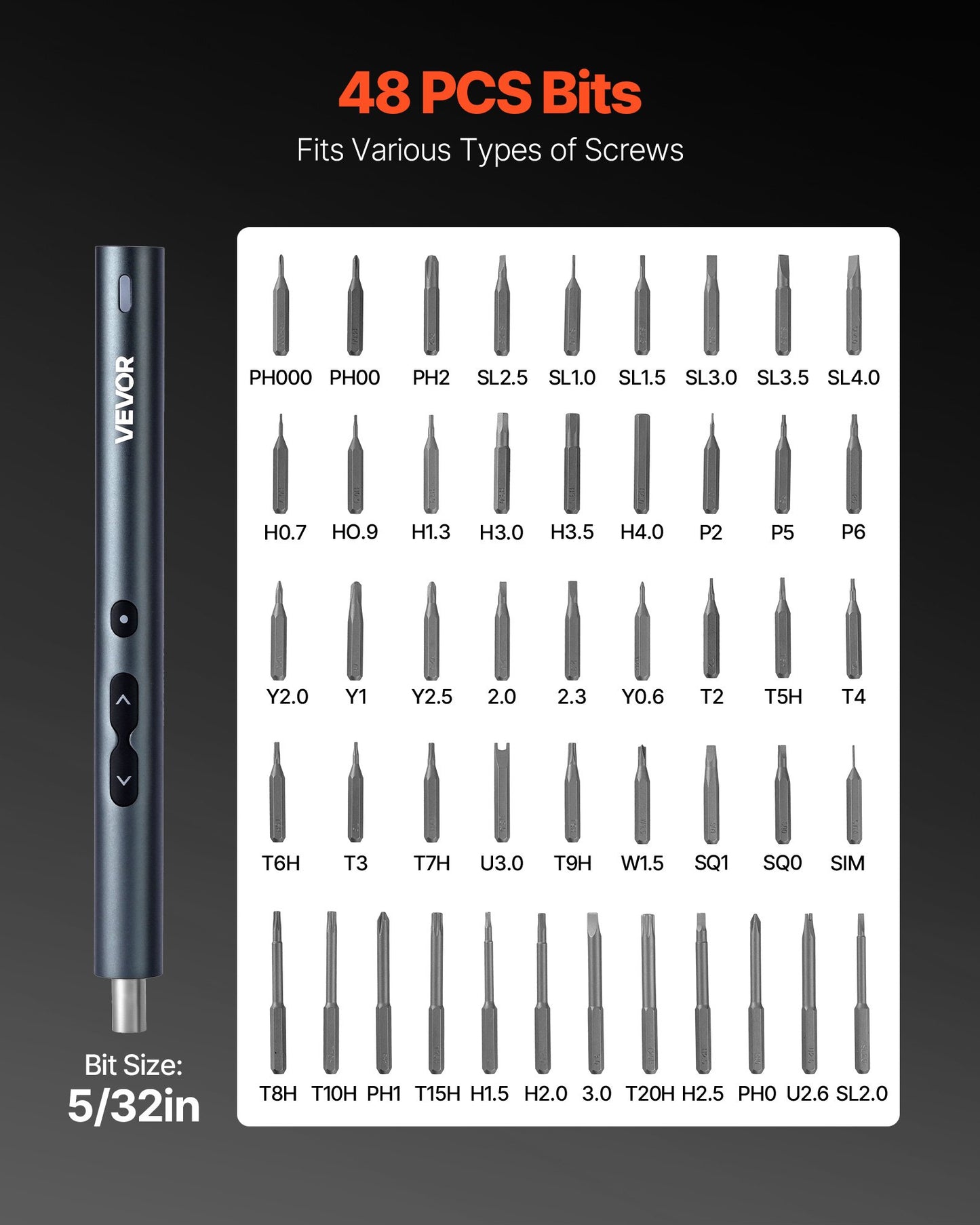 Electric Precision Screwdriver Set, 48 Magnetic Bits, Mini Electric Screwdriver with Magnetic Storage Box, S2 Steel Bits, LED Light, Type-C Charging, for Phone, Laptop, and Electronics Repair
