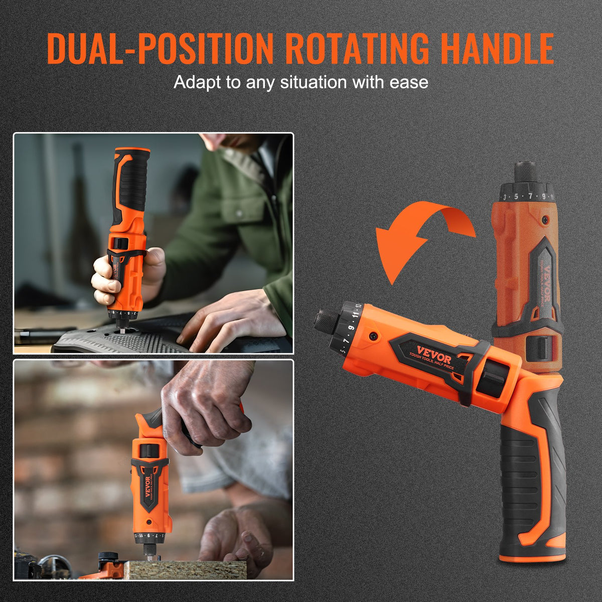 Cordless Screwdriver, 4V 7Nm Electric Screwdriver Rechargeable Set with 11 Accessory Kit and Charging Cable, LED Light Dual Position Handle, Nut Drivers Magnetic Bit Holder Tool Kit Home Repair