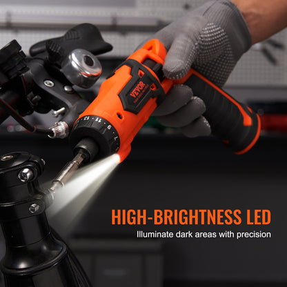 Cordless Screwdriver, 4V 7Nm Electric Screwdriver Rechargeable Set with 11 Accessory Kit and Charging Cable, LED Light Dual Position Handle, Nut Drivers Magnetic Bit Holder Tool Kit Home Repair