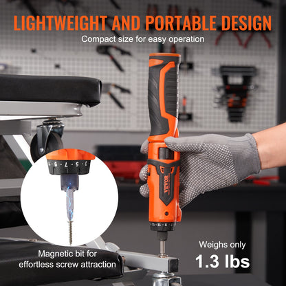 Cordless Screwdriver, 4V 7Nm Electric Screwdriver Rechargeable Set with 11 Accessory Kit and Charging Cable, LED Light Dual Position Handle, Nut Drivers Magnetic Bit Holder Tool Kit Home Repair