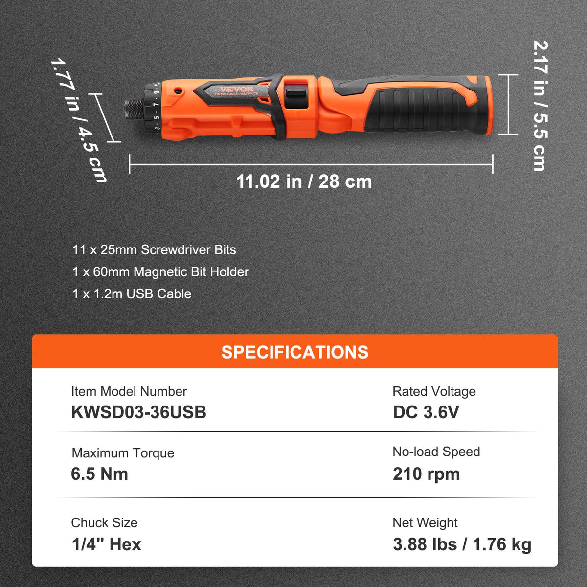 Cordless Screwdriver, 4V 7Nm Electric Screwdriver Rechargeable Set with 11 Accessory Kit and Charging Cable, LED Light Dual Position Handle, Nut Drivers Magnetic Bit Holder Tool Kit Home Repair