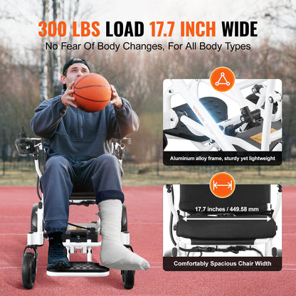 Intelligent hopfällbar elektrisk rullstol Motoriserad elrullstol 300 lbs
