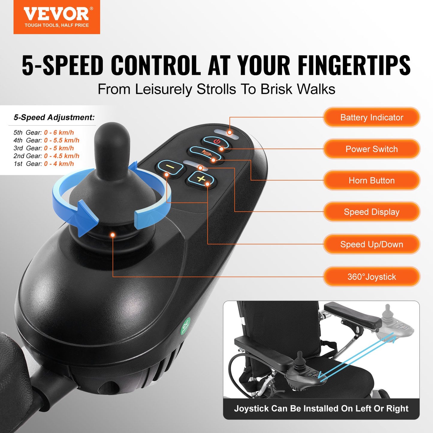 Hopfällbar elektrisk rullstol motoriserad 300 lbs justerbart ryggstöd 20 tum