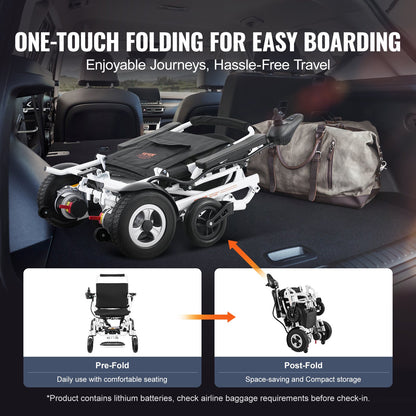 Electric Wheelchair for Adults Seniors, 300 lbs Weight Capacity, 20 in Width Lightweight Foldable Motorized Power Wheelchairs, Long Range All Terrain Aluminum Alloy Chair