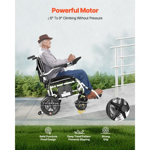 Electric Wheelchair 100 kg Capacity Foldable Lightweight 19.3 km