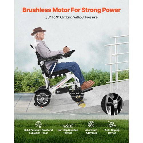 Electric Wheelchair 136 kg Capacity Foldable Lightweight 21 km 53 cm Seat