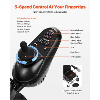 Electric Wheelchair 136kg Adjustable Backrest Foldable Lightweight 21km | EU