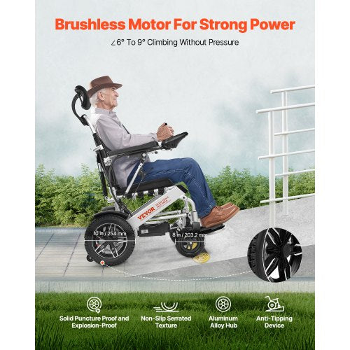 Electric Wheelchair 136kg Adjustable Backrest Foldable Lightweight 21km | EU