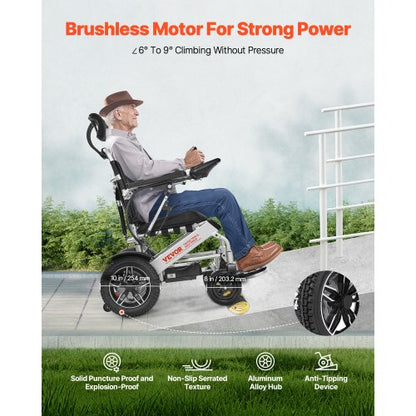 Electric Wheelchair 136 kg Capacity Adjustable Backrest Foldable 21 km