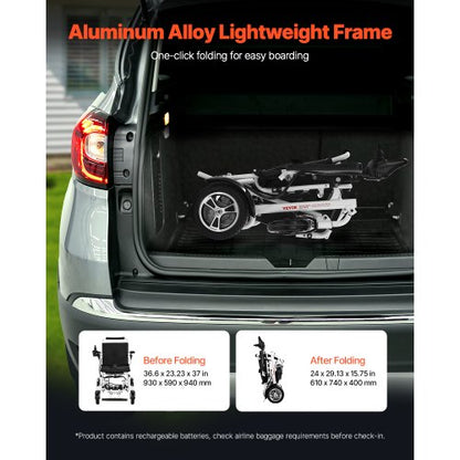 Electric Wheelchair 136 kg Capacity Foldable Light Terrain 21 km