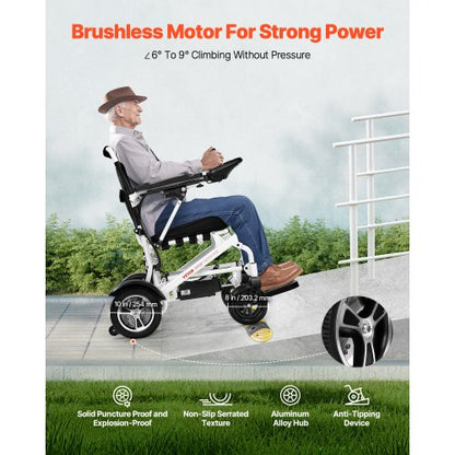 Electric Wheelchair 136 kg Capacity Foldable Light Terrain 21 km