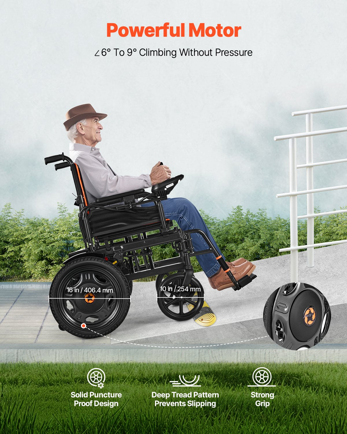 Electric Wheelchair for Adults, 265lbs Capacity, Foldable & Lightweight Motorized Wheelchair, 13-Mile Long Travel Range, All-Terrain Powered Chair, Portable for Seniors & Disabled