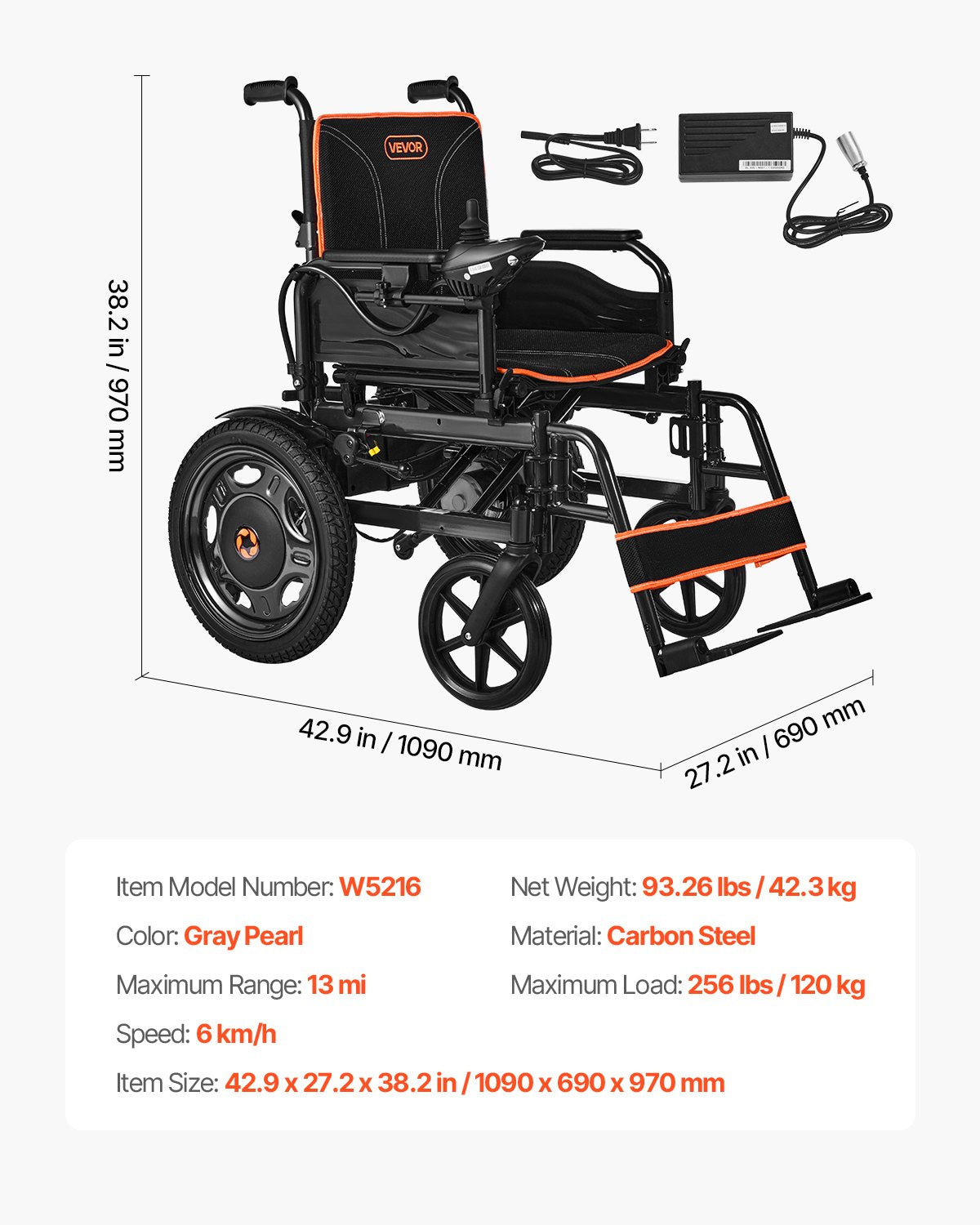 Electric Wheelchair for Adults, 265lbs Capacity, Foldable & Lightweight Motorized Wheelchair, 13-Mile Long Travel Range, All-Terrain Powered Chair, Portable for Seniors & Disabled