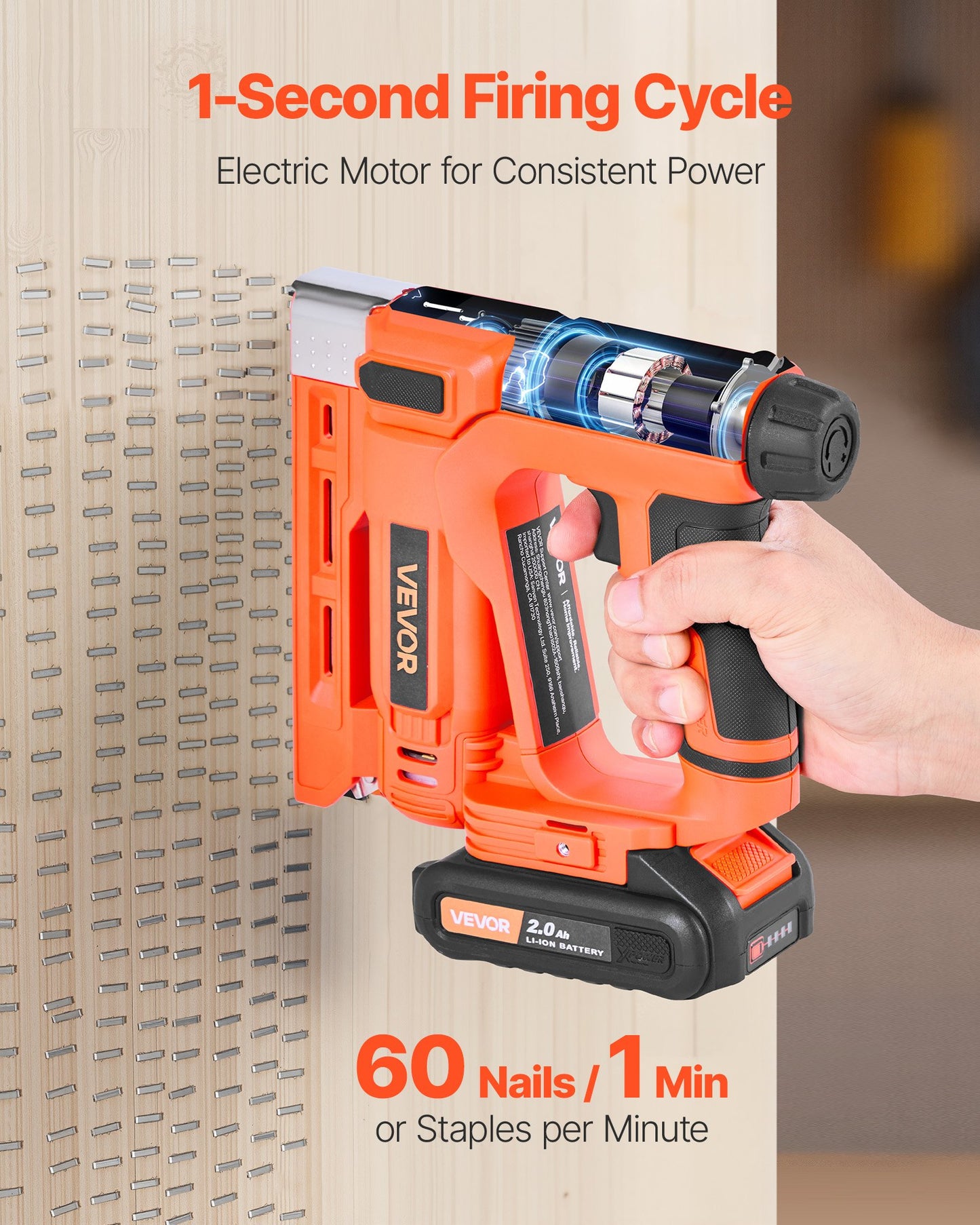 Cordless Brad Nailer, 2-in-1 Nail Gun Staple Gun, 18 Gauge 5/8 inch, Includes 1000 Pcs Staples and 1000 Pcs Nails, with Battery and Charger, Non-Slip Rubber Grip, for Woodworking DIY Projects