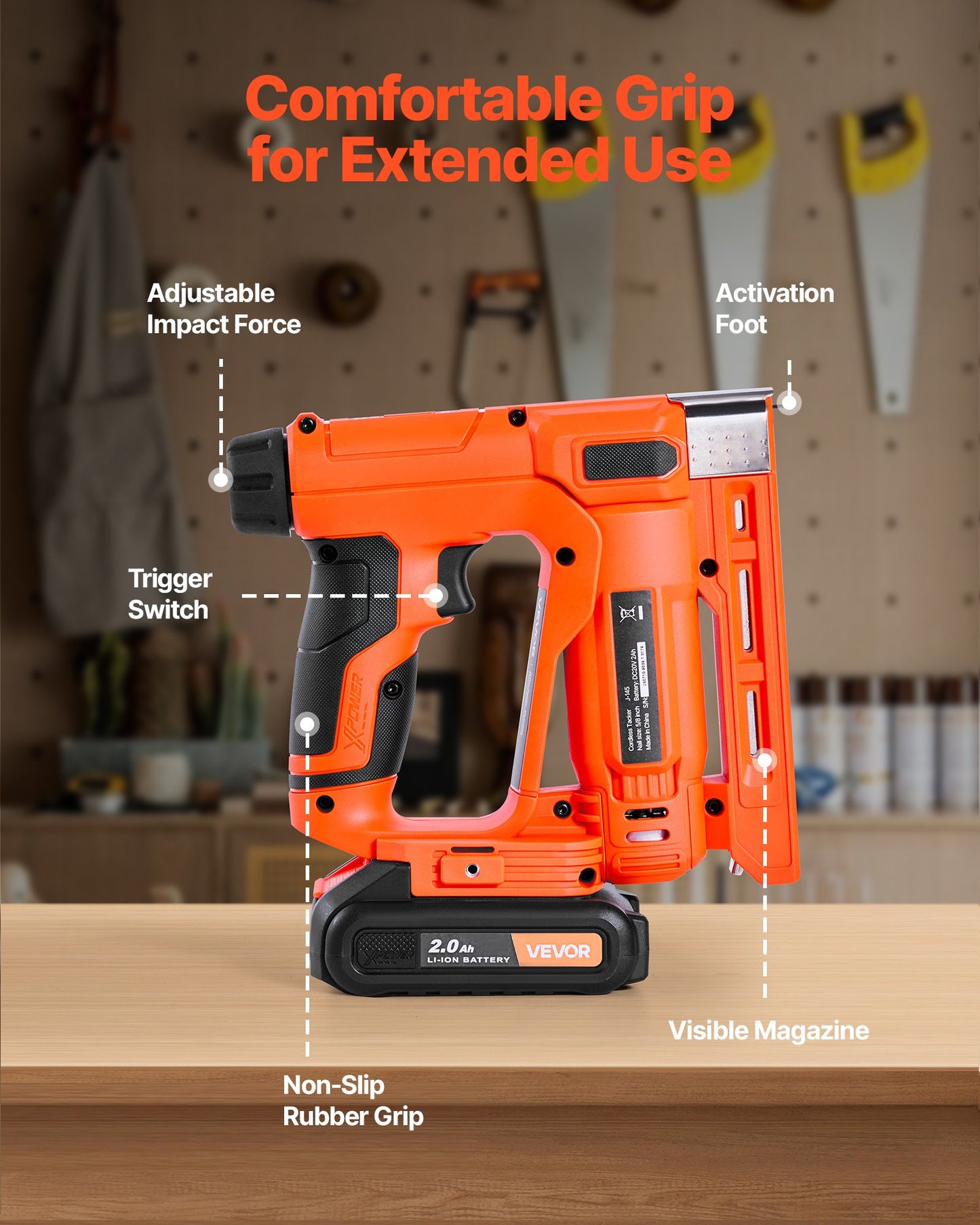 Cordless Brad Nailer, 2-in-1 Nail Gun Staple Gun, 18 Gauge 5/8 inch, Includes 1000 Pcs Staples and 1000 Pcs Nails, with Battery and Charger, Non-Slip Rubber Grip, for Woodworking DIY Projects