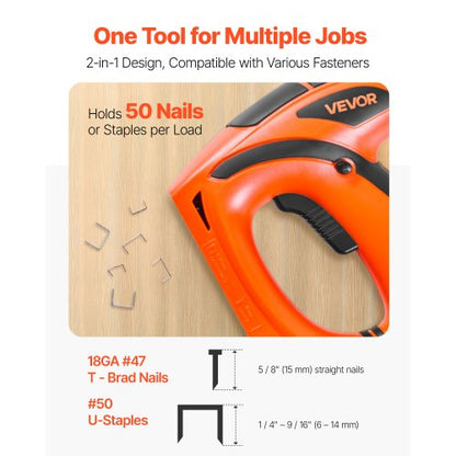 Elektrisk spikpistol, 2-i-1 häftpistol Bradspikpistol, 18 Gauge 15 mm, häftpistol Bradspikpistol med 1000 st klammer och 1000 st spik, halkfritt gummigrepp, för träbearbetning och gör-det-själv-projekt |  EU