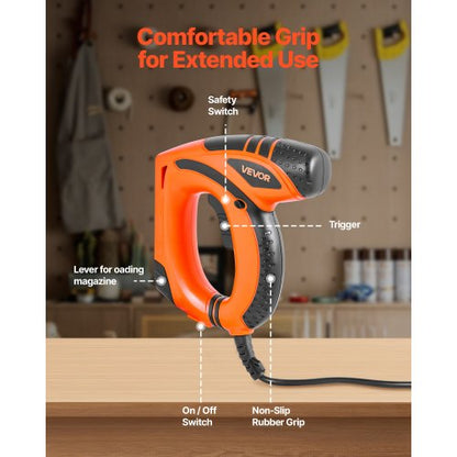 Elektrisk spikpistol, 2-i-1 häftpistol Bradspikpistol, 18 Gauge 15 mm, häftpistol Bradspikpistol med 1000 st klammer och 1000 st spik, halkfritt gummigrepp, för träbearbetning och gör-det-själv-projekt |  EU
