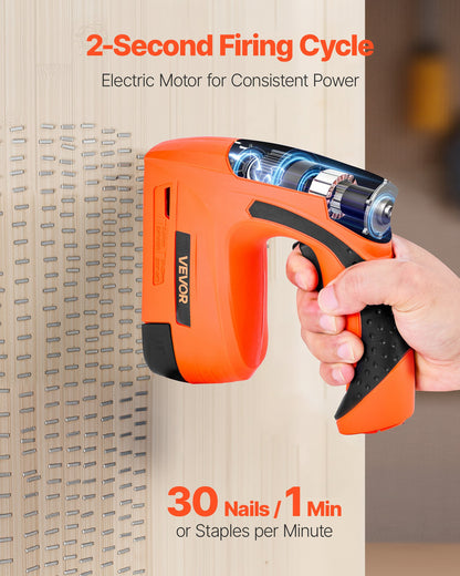 Cordless Brad Nailer, 2-in-1 Nail Gun Staple Gun, 18 Gauge 5/8 inch, Battery Powered, with 1000 Pcs Staples and 1000 Pcs Nails, Non-Slip Rubber Grip, for Woodworking, Carpentry and DIY Projects