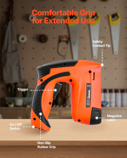 Cordless Brad Nailer, 2-in-1 Nail Gun Staple Gun, 18 Gauge 5/8 inch, Battery Powered, with 1000 Pcs Staples and 1000 Pcs Nails, Non-Slip Rubber Grip, for Woodworking, Carpentry and DIY Projects