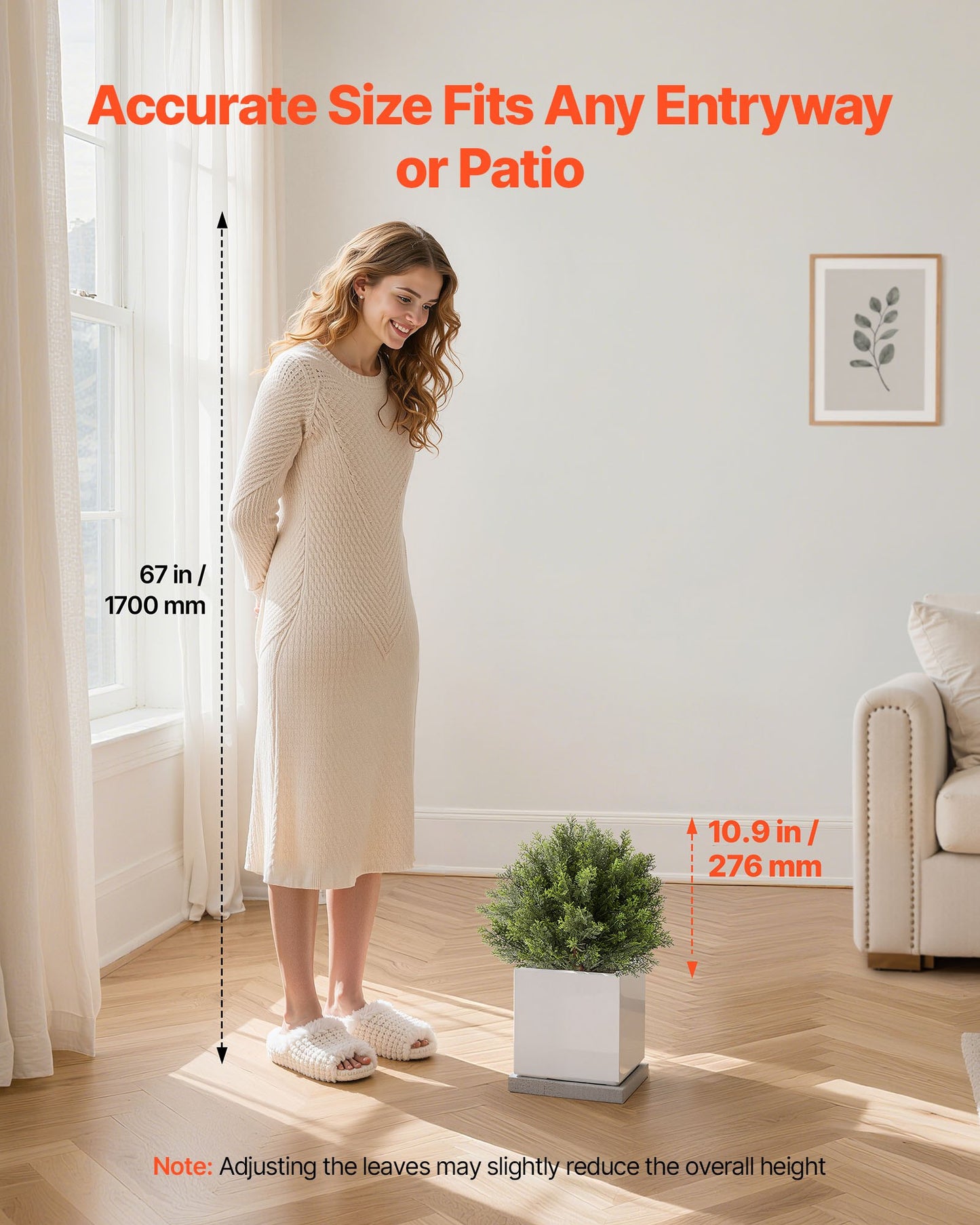 Artificial Topiary Cypress Trees with Ground Spike, 16 inch 2 Set Faux Shrubs & Bushes Potted Plants, Fake Silk Tree Look Real for Decor Front Porch Outdoor Indoor Patio Garden Balcony Backyard