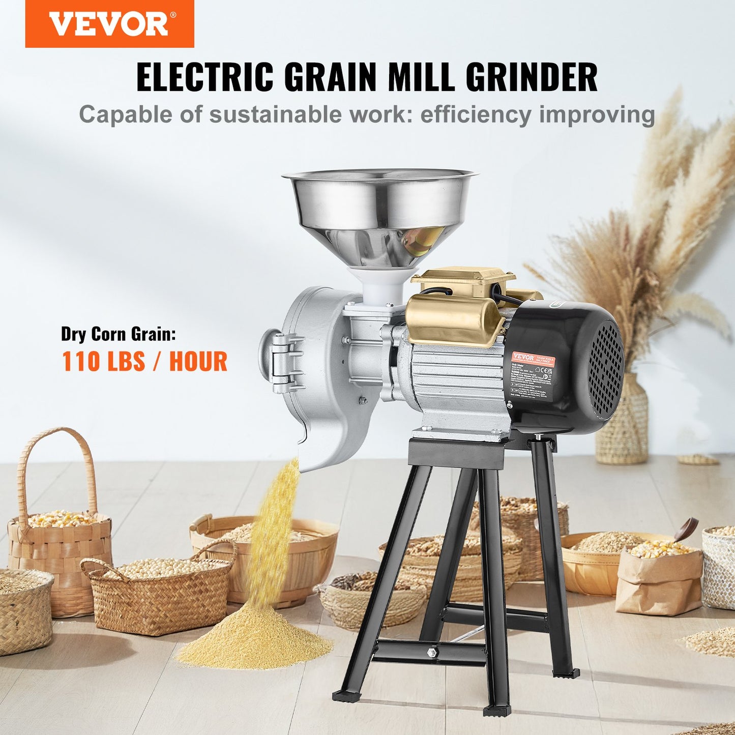 3000W Electric Grain Mill Corn Wheat Flour Grain Mill Wet and Dry