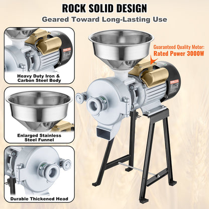 3000W Electric Grain Mill Corn Wheat Flour Grain Mill Wet and Dry