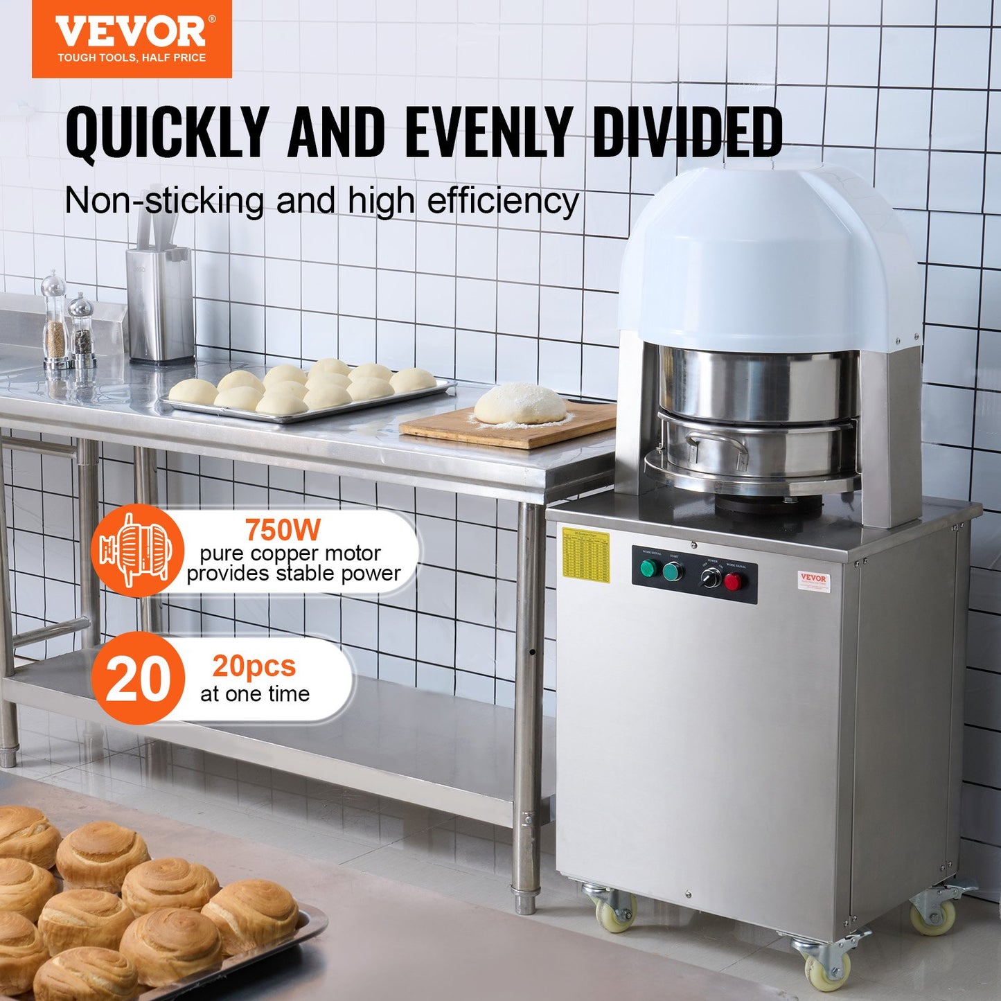 Electric Dough Divider 20 PCS Automatic Dough Cutter Bread Machine for Bakery