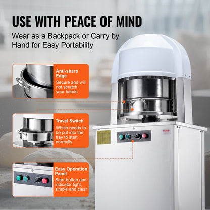 Electric Dough Divider 20 PCS Automatic Dough Cutter Bread Machine for Bakery