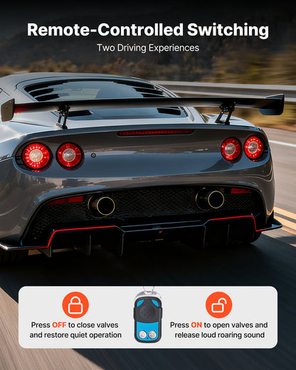 Electric Exhaust Cutout, 2.5 Inch Universal Stainless Steel Exhaust Valve Kit with One Controller Remote Kit, Cut Out Valve, Y Pipe, Remote Control & Box, Fits Trucks, Sedans, Sports Cars, SUVs