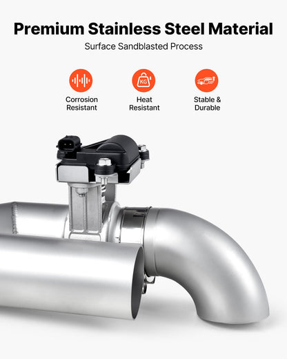 Electric Exhaust Cutout, 2.5 Inch Universal Stainless Steel Exhaust Valve Kit with One Controller Remote Kit, Cut Out Valve, Y Pipe, Remote Control & Box, Fits Trucks, Sedans, Sports Cars, SUVs