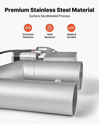 Electric Exhaust Cutout, 2.5 Inch 2PCS Universal Stainless Steel Exhaust Valve Kit with One Controller Remote Kit, Cut Out Valve, Y Pipe, Remote Control, Fits Trucks, Sedans, Sports Cars, SUVs