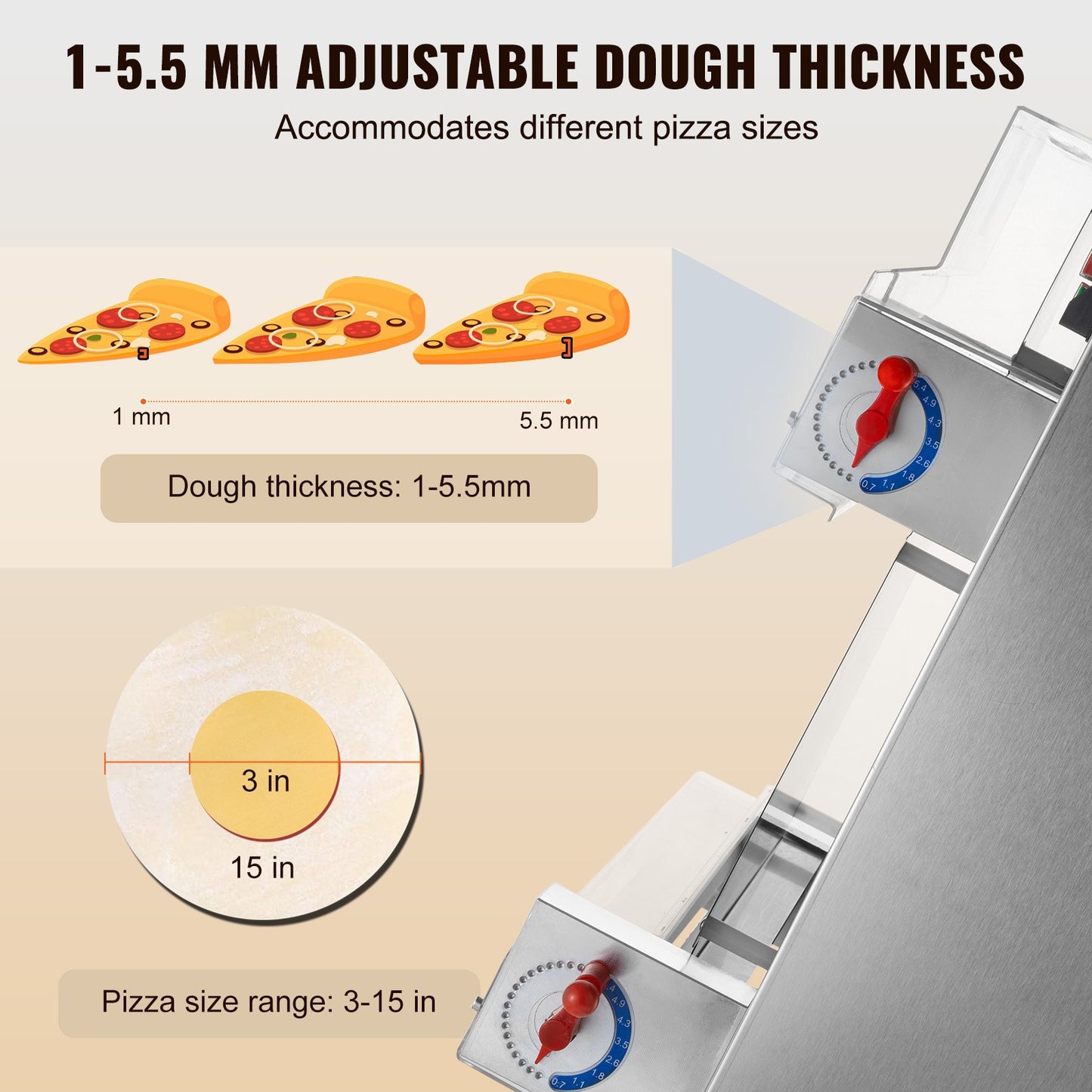 15 Inch Pizza Dough Roller Sheeter Automatic Commercial Pizza Dough Press