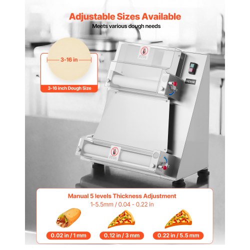 16 Inch Pizza Dough Roller Semi Automatic Commercial Dough Press