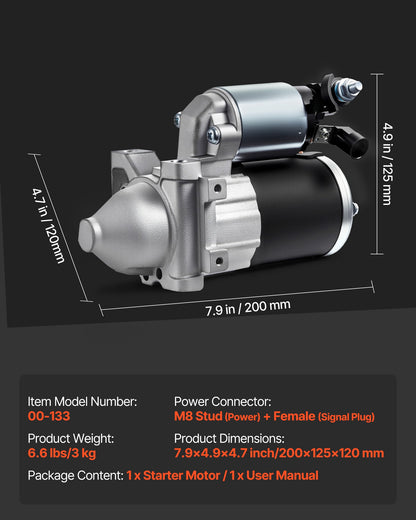 Starter 10910, Starter Motor Replacement Compatible with Cadillac Escalade V8 6.2L 2015-2017, Chevrolet Express 2500 V6 4.3L 2018-2020, GMC V6 4.3L 2018-2022, OEM 410-48340 12645040 M000T24072