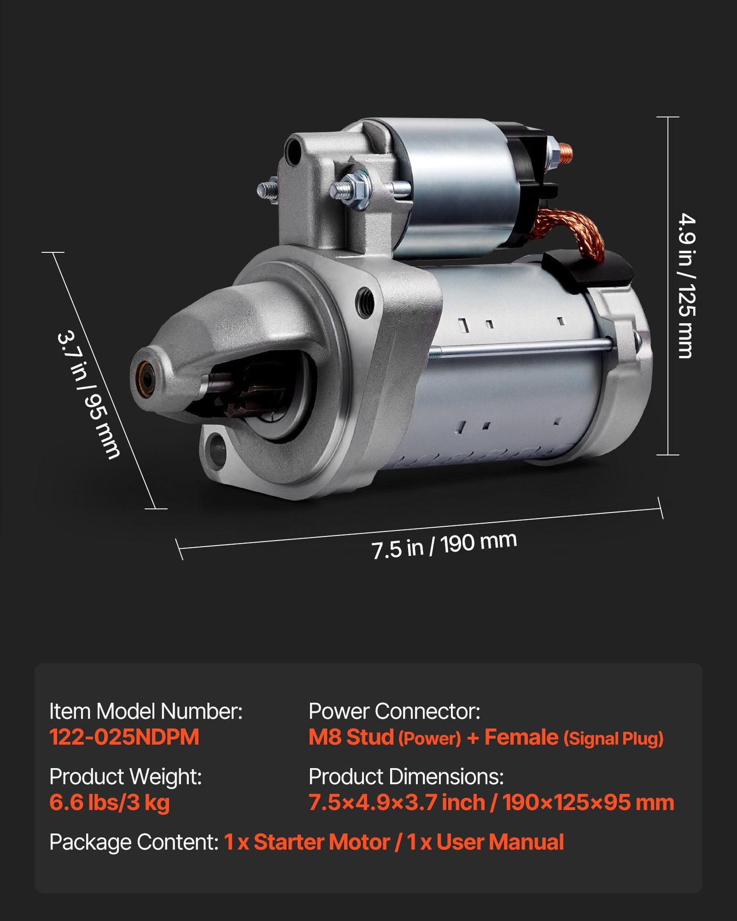 Starter 17922, Starter Motor Replacement Compatible with BMW 1 Series M 3.0L L6 2011, 128i 3.0L L6 2008-2011, 325i/325xi 3.0L L6 2006, 335xi 3.0L L6 2007-2008, OEM 428000-1760 410-24145 LRS02298