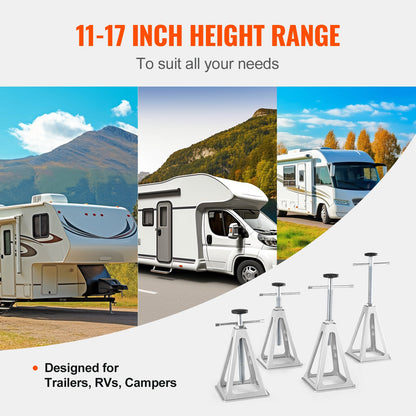 RV-stabilisatoruttag, 4-pack aluminiumutjämningsuttag för husbilar, RV-stackuttag för husbilar för husbilar, enkelskruvsstöd upp till 6000 pund, justerbar från 11 tum till 17 tum