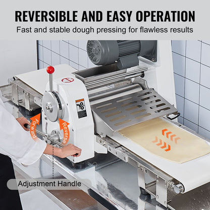 Commercial Dough Sheeter Machine, 15.7-Inch Reversible Puff Pastry Sheeter and Fondant Roller, Electric Dough Roller 0-1.4" Adjustable Thickness, Folding Dough Sheeter for Bakeries, Pastries