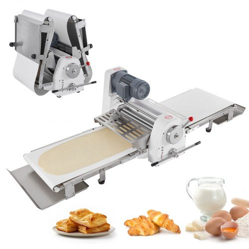 Commercial Dough Sheeter Machine, 19.7-Inch Reversible Puff Pastry Sheeter and Fondant Roller, Electric Dough Roller 0-1.4" Adjustable Thickness, Folding Dough Sheeter for Bakeries, Pastries