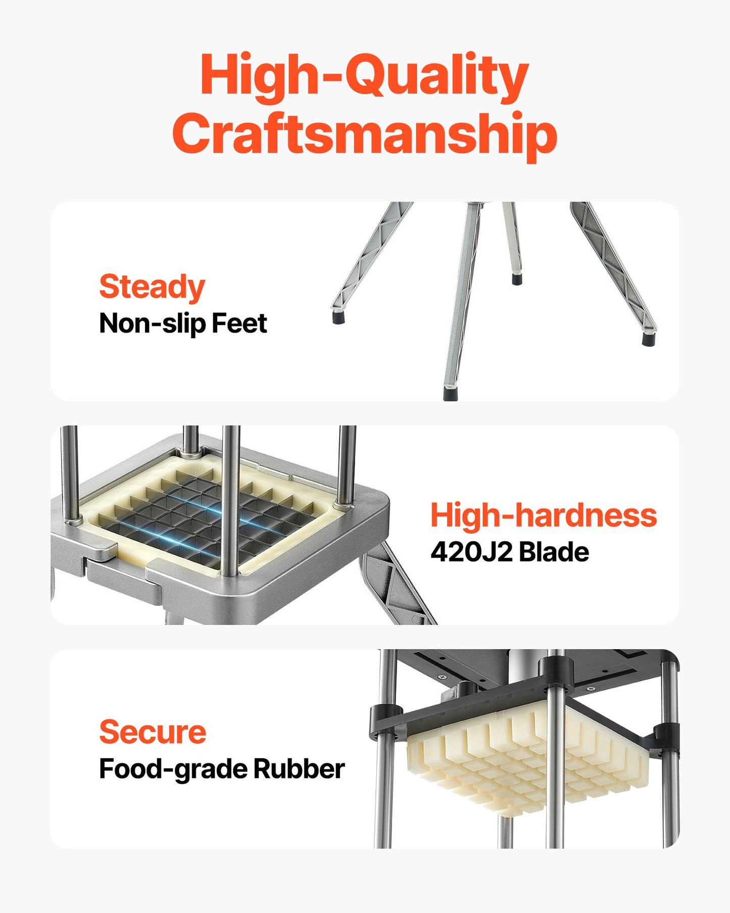 Commercial French Fry Cutter, Stainless Steel Vegetable Fruit Chopper with 2 Replacement Blades 1/2-Inch 3/8-Inch, Electric Potato Slicer Dicer for Restaurants & Home Kitchen