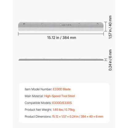 pappersskärblad, extra kraftigt stålblad, lämplig för professionell skärmaskin E330D/E330S, reservblad till pappersskärmaskin, 585 x 44 x 6 mm |  EU