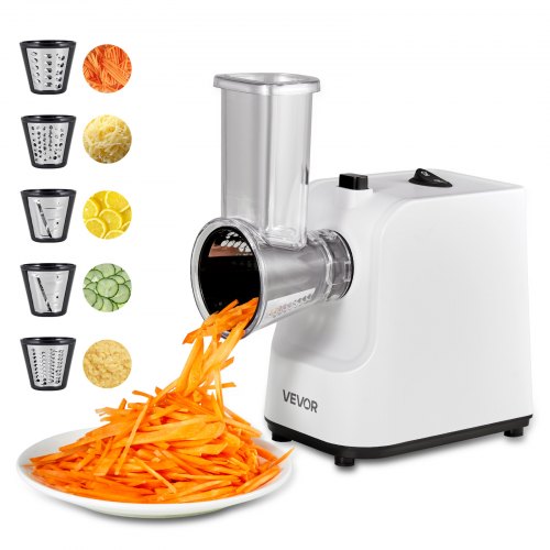 Electric Cheese Grater Salad Maker, 200W Salad Shooter, Electric Vegetable Slicer Shredder Chopper for Fruits with 5 Attachments, Stainless Steel Food Cutter for Vegetables, and Cheeses