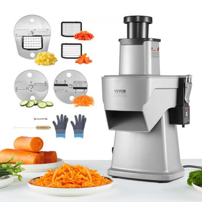 Electric Vegetable Slicer, 4 in 1 Multifunctional Food Cutter, 200W Vegetable Chopper for Slicing Shredding Dicing and Slitting, with Cut-Resistant Gloves, for Commercial and Home Use