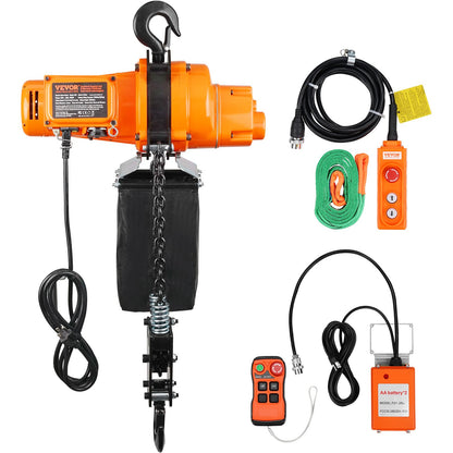 Electric Chain Hoist Single Phase Crane Hoist 2200 lbs Load 20 Feet Lift