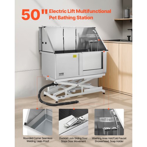 127 cm elektriskt hundtrimbadkar i rostfritt stål med vattenfilter |  EU