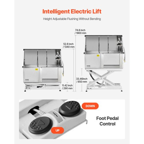 127 cm elektriskt hundtrimbadkar i rostfritt stål med vattenfilter |  EU